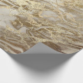 Marble Champaigne Gold Sepia Honey Metal Strokes Cadeaupapier (Hoek)