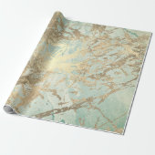 Marble Champaigne Gold Sepia Mint Metal Strokes Cadeaupapier (Uitgerold)