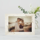 Marble Chic Golden Lace Romantic Couple Wedding Kaart (Staand voorkant)