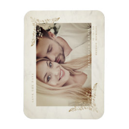 Marble Chic Golden Lace Romantic Couple Wedding Magneet