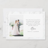 Marble Chic Kalligrafie Script Foto bruiloft Bedankkaart (Achterkant)