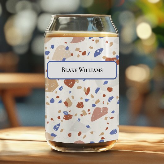 Marble Chips Retro Terrazzo Pattern Can Glass Blikvorm Glas