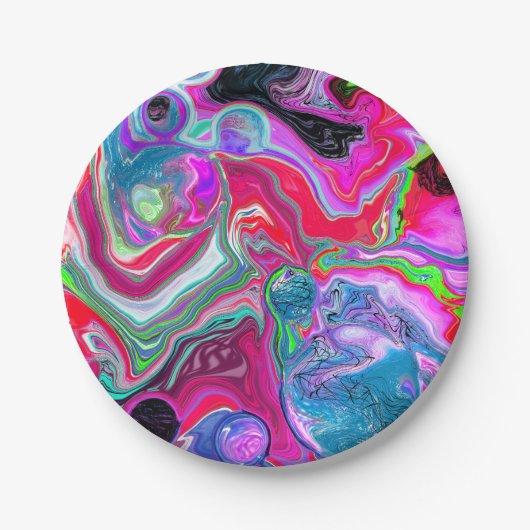 Marble Colorful Fluid Art Papieren Bordje (Voorkant)