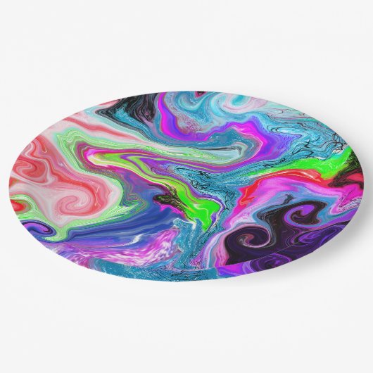 Marble Colorful Fluid Art Papieren Bordje (Gekanteld)