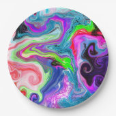 Marble Colorful Fluid Art Papieren Bordje (Voorkant)