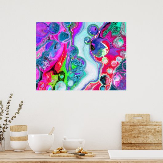 Marble Colorful Fluid Art Poster (Keuken)