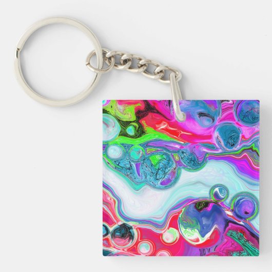 Marble Colorful Fluid Art Sleutelhanger (voorkant)