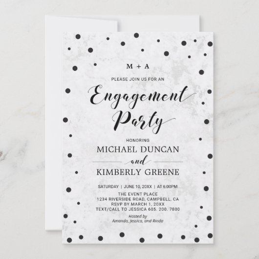 Marble & Confetti | Moderne Uitnodiging Voor Verlo (Voorkant)