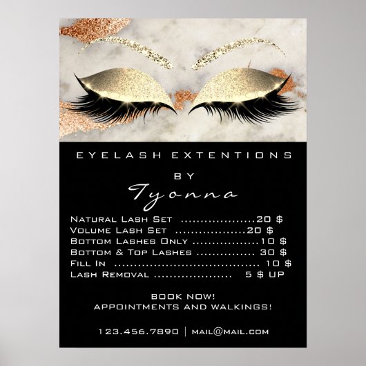 Marble Copper Gray Makeup Eyes Lashes Prices Poster (Voorkant)