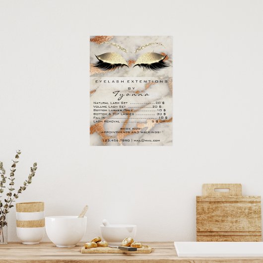 Marble Copper Gray Makeup Eyes Lashes Prices Poster (Keuken)