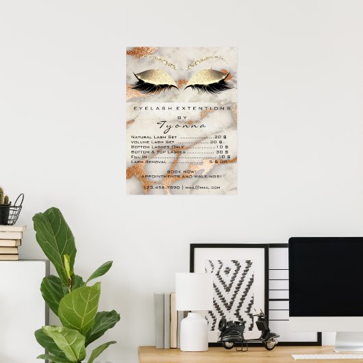 Marble Copper Gray Makeup Eyes Lashes Prices Poster (Thuiskantoor)