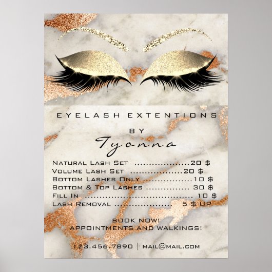 Marble Copper Gray Makeup Eyes Lashes Prices Poster (Voorkant)
