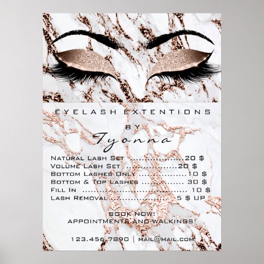 Marble Copper Makeup Artist Eyes Lashes Prijzen Poster (Voorkant)