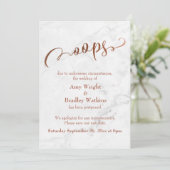 Marble Copper uitgesteld bruiloft "Oeps!" bijwerke Kaart (Staand voorkant)