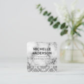 Marble Damask Pattern Vierkante Visitekaartje (Staand voorkant)