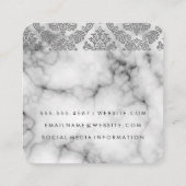 Marble Damask Pattern Vierkante Visitekaartje (Achterkant)