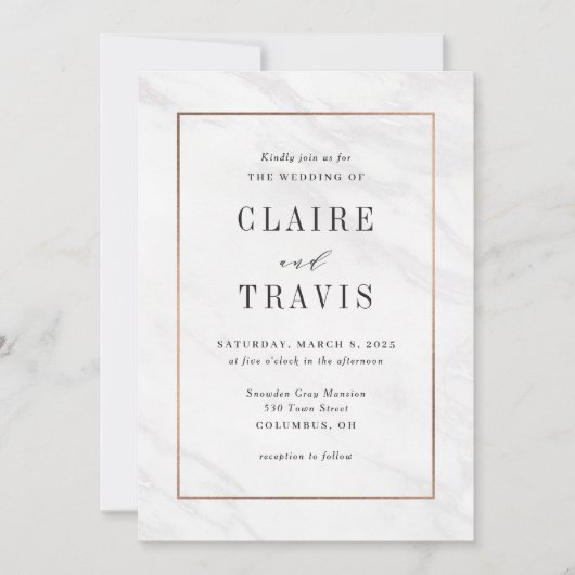 Marble Deluxe Modern Wedding Invitation MAR Bedankkaart (Voorkant)
