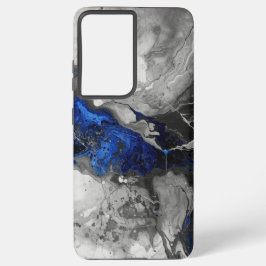 Marble Design in Black, Blue and Grey Samsung Galaxy Hoesje