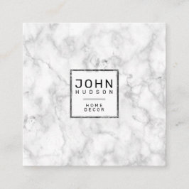 Marble Design Modern Monogram Elegant Square Busin Vierkante Visitekaartje