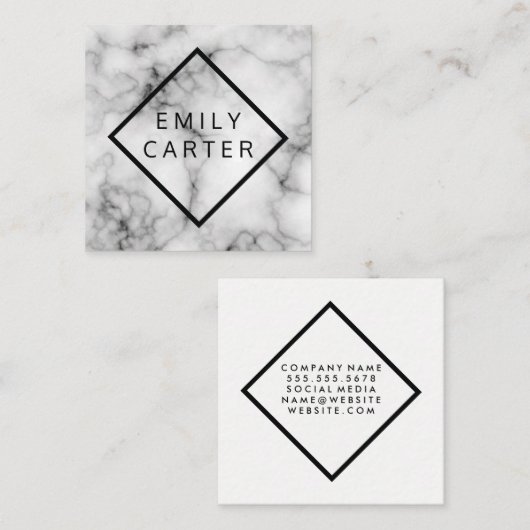 Marble Diamond Border Vierkante Visitekaartje (Voorkant / Achterkant)