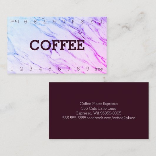 Marble Double Number Loyalty Coffee Punch Card (Voorkant / Achterkant)
