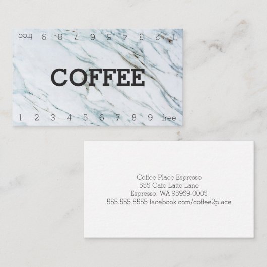 Marble Double Number Loyalty Coffee Punch Card (Voorkant / Achterkant)