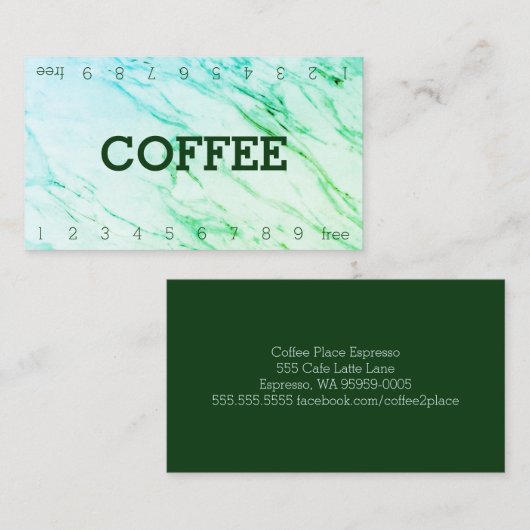 Marble Double Number Loyalty Coffee Punch Card (Voorkant / Achterkant)