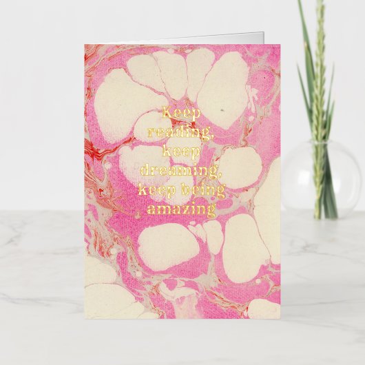 Marble-Effect Bookish Gevouwen Folie Wenskaart (Voorkant)