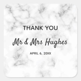 Marble elegant bruiloft bedankt vierkante sticker