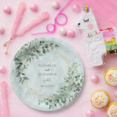 Marble Elegant Greenery Gold Geometric Wedding Papieren Bordje (Feest)