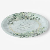 Marble Elegant Greenery Gold Geometric Wedding Papieren Bordje (Gekanteld)