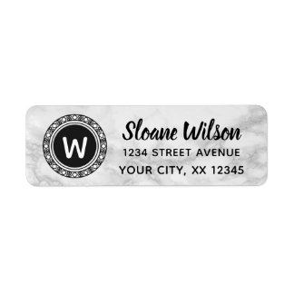 Marble Elegant Initiaal Circle Monogram Etiket