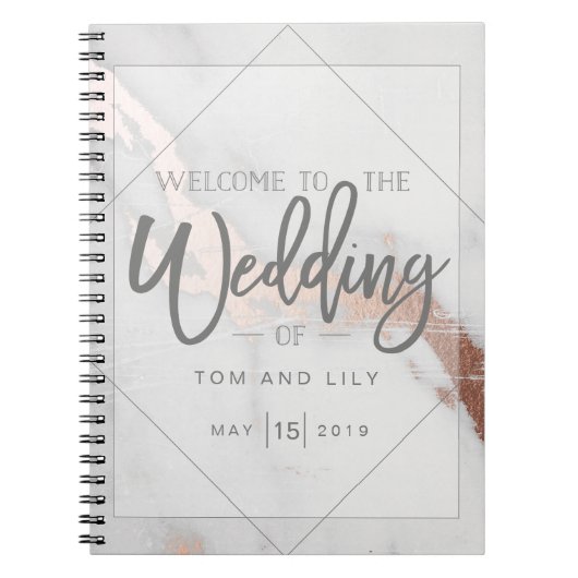 MARBLE EN METALLIC WEDING NOTEPAD NOTITIEBOEK (Voorkant)
