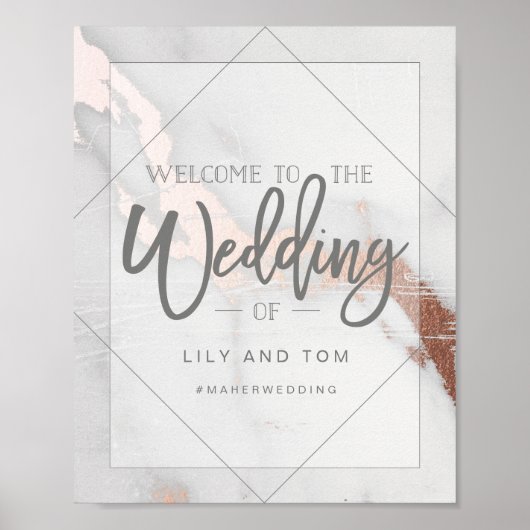 MARBLE EN METALLIC WELKOM AAN DE WEDING POSTER (Voorkant)