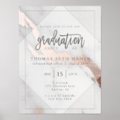 MARBLE EN ROOS GOLD AFSTUDEREN INVITATION POSTCAR POSTER (Voorkant)