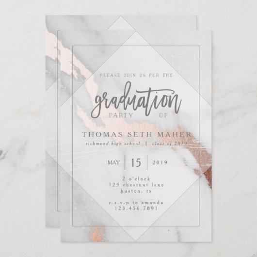 MARBLE EN ROOS GOLD AFSTUDEREN KAART (Voorkant / Achterkant)