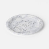 Marble en Silver Wreath Grateful Thankful Blessed Papieren Bordje (Gekanteld)