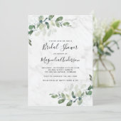 Marble Eucalyptus Bridal Shower Invitation Kaart (Staand voorkant)