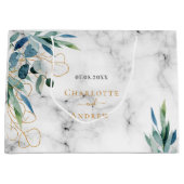 Marble eucalyptus greenery gold names bruiloft groot cadeauzakje (Voorkant)