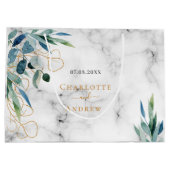 Marble eucalyptus greenery gold names bruiloft groot cadeauzakje (Achterkant)