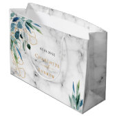 Marble eucalyptus greenery gold names bruiloft groot cadeauzakje (Achterkant Gekanteld)