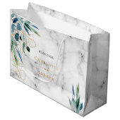 Marble eucalyptus greenery gold names bruiloft groot cadeauzakje (Voorkant Gekanteld)