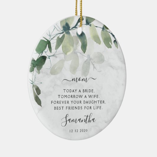 Marble Eucalyptus Moeder van de Bride Keepomwille Keramisch Ornament (Rechts)