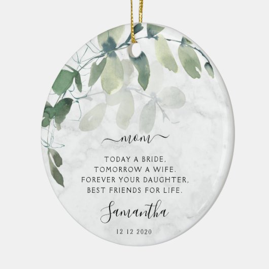Marble Eucalyptus Moeder van de Bride Keepomwille Keramisch Ornament (Links)