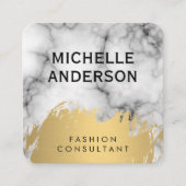 Marble Faux Gold Brushed Vierkante Visitekaartje (Voorkant)