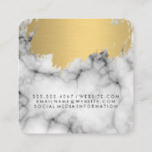Marble Faux Gold Brushed Vierkante Visitekaartje (Achterkant)