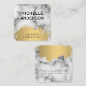 Marble Faux Gold Brushed Vierkante Visitekaartje (Voorkant / Achterkant)