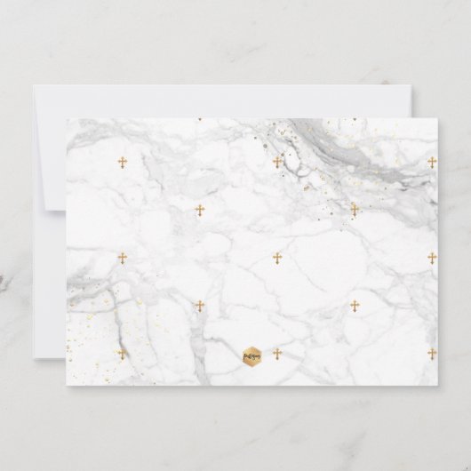 Marble Faux Gold Cross Baptisme 1e verjaardag Kaart (Achterkant)