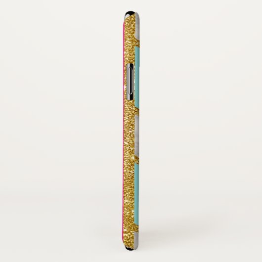Marble FAUX Gold Gliz Pink Blue Lattice Monogram Case-Mate iPhone Case (Achterkant / rechts)