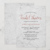 Marble Faux Roos Gold Bruids Douche Uitnodiging (Voorkant / Achterkant)